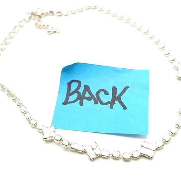 Crystal Rhinestone Choker Necklace Silver-tone Rhodium Plated - Picture 11 of 13